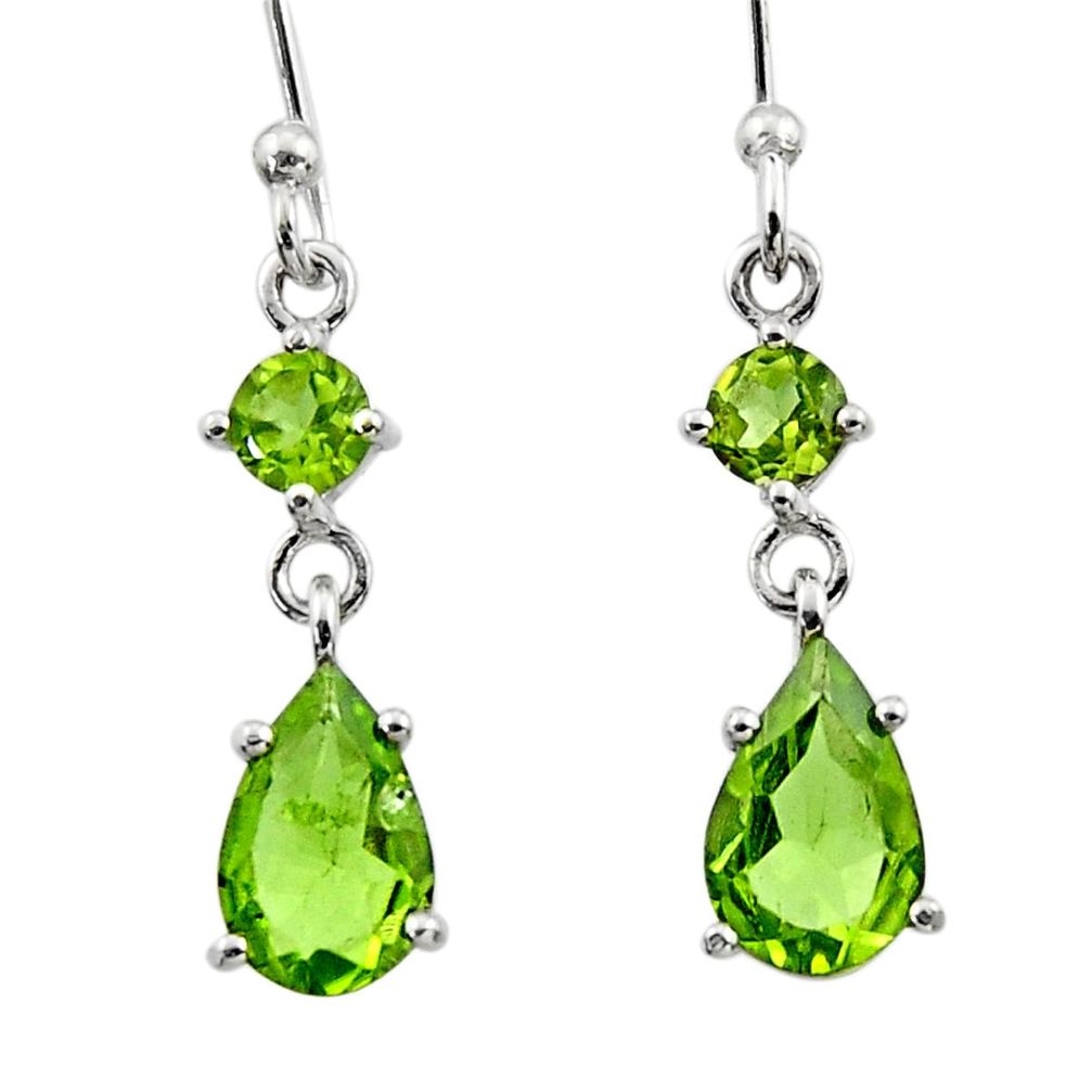 4.74cts natural green peridot 925 sterling silver dangle earrings jewelry r45361