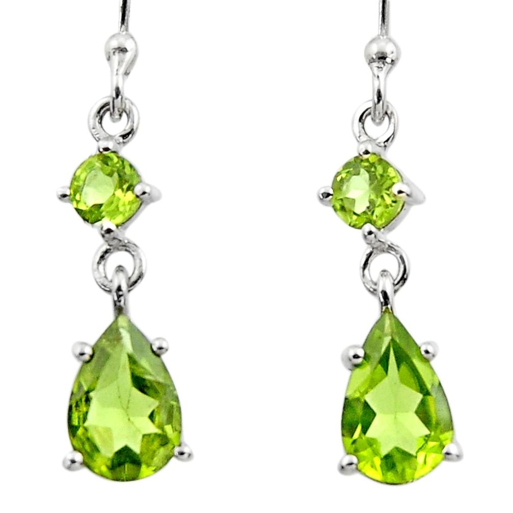 4.80cts natural green peridot 925 sterling silver dangle earrings jewelry r45436