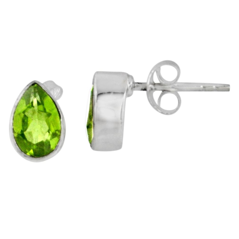 3.73cts natural green peridot 925 sterling silver stud earrings jewelry r56523
