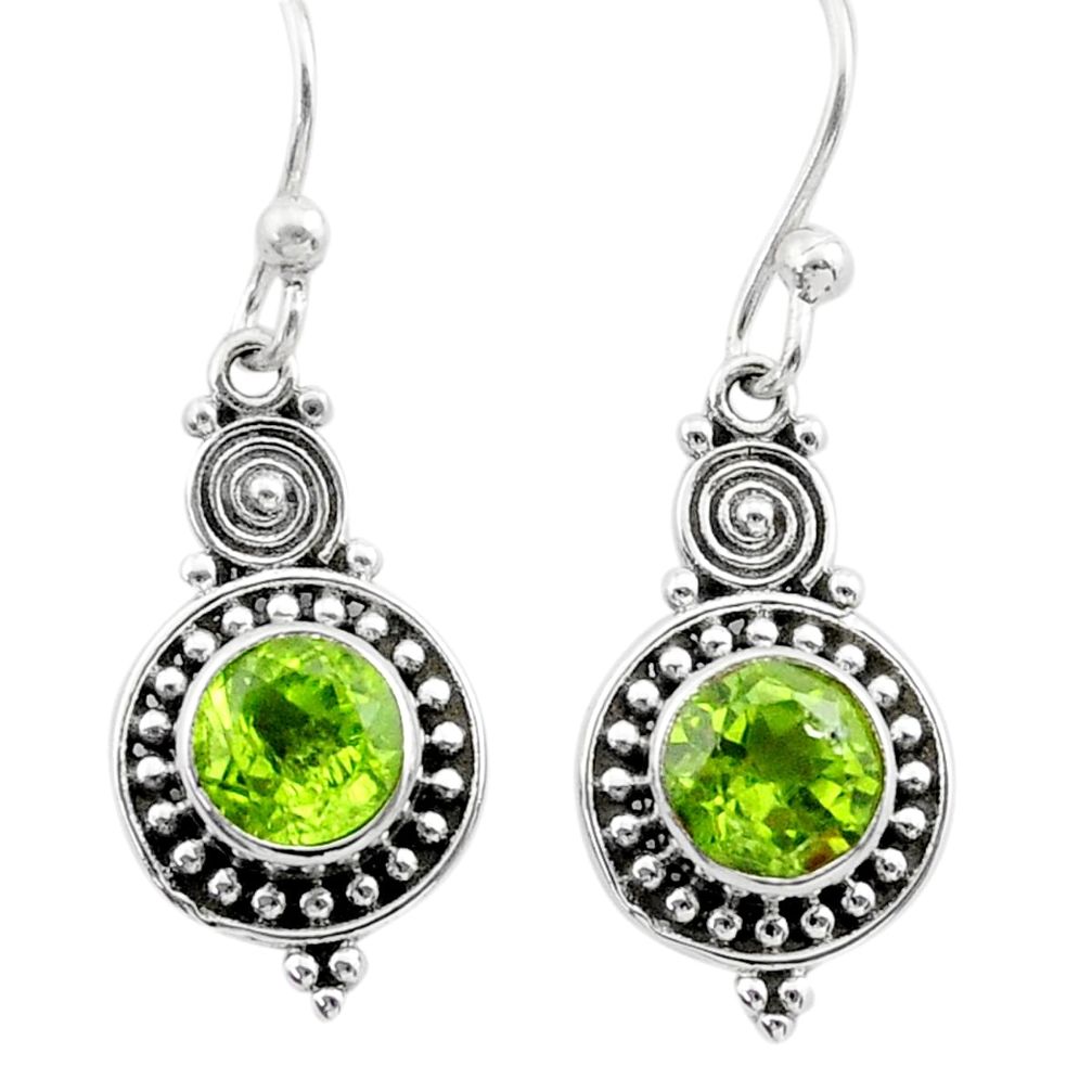 2.56cts natural green peridot 925 sterling silver dangle earrings jewelry t30052