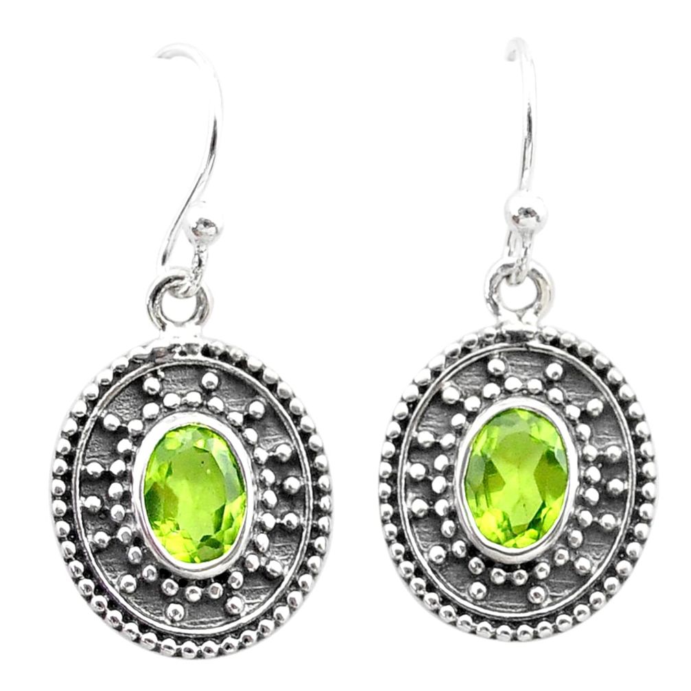 3.61cts natural green peridot 925 sterling silver dangle earrings jewelry t30166