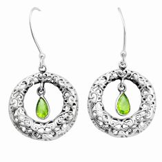 3.28cts natural green peridot 925 sterling silver dangle earrings jewelry u96890