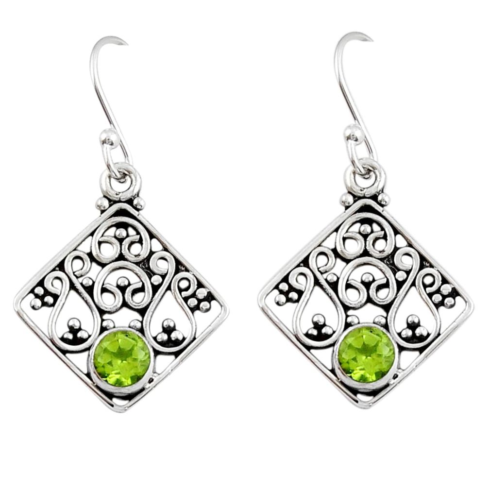 1.74cts natural green peridot 925 sterling silver dangle earrings jewelry y44891