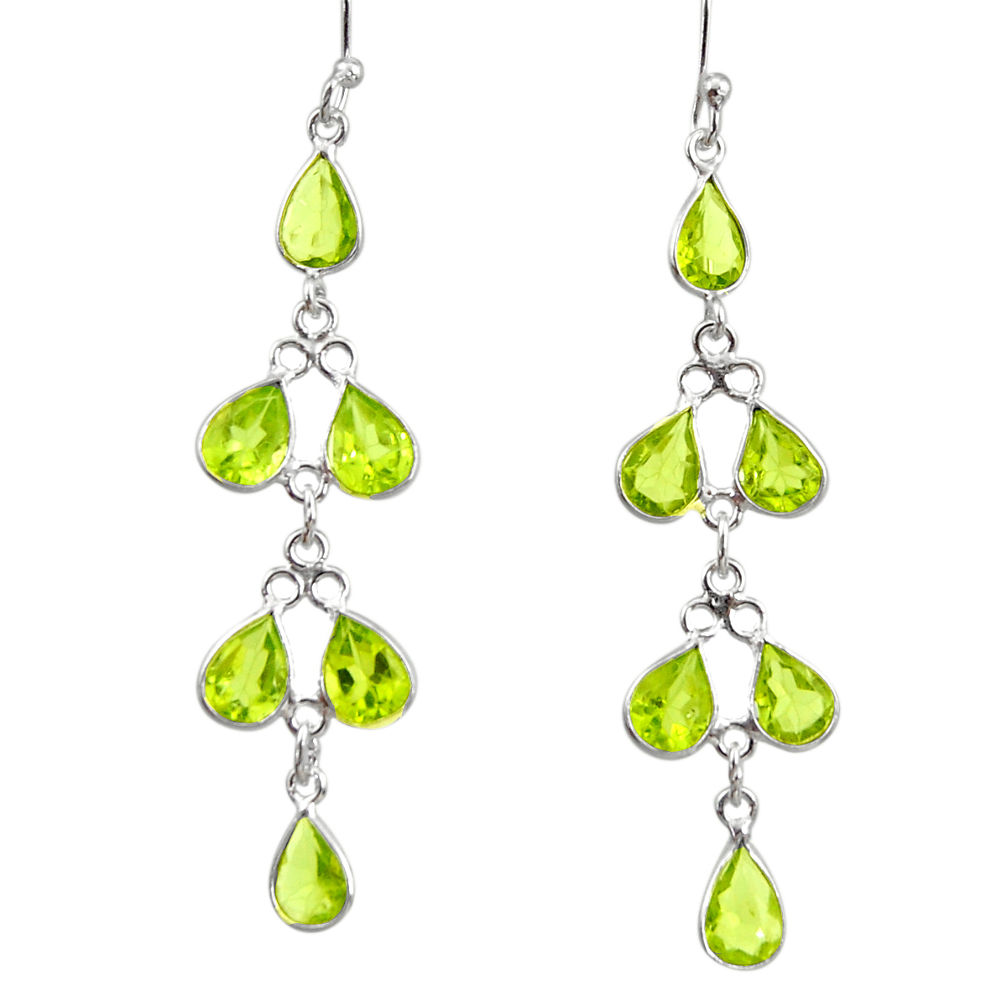 11.19cts natural green peridot 925 sterling silver dangle earrings r33123