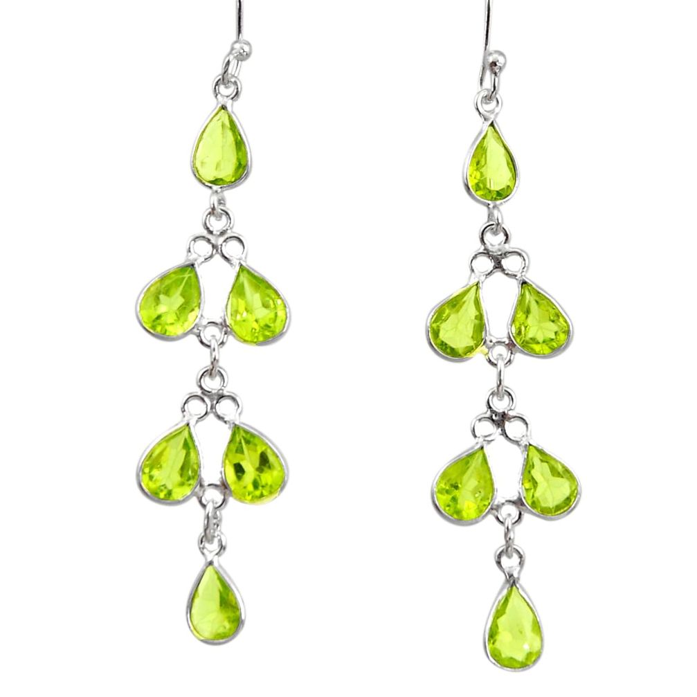 10.09cts natural green peridot 925 sterling silver dangle earrings r33125