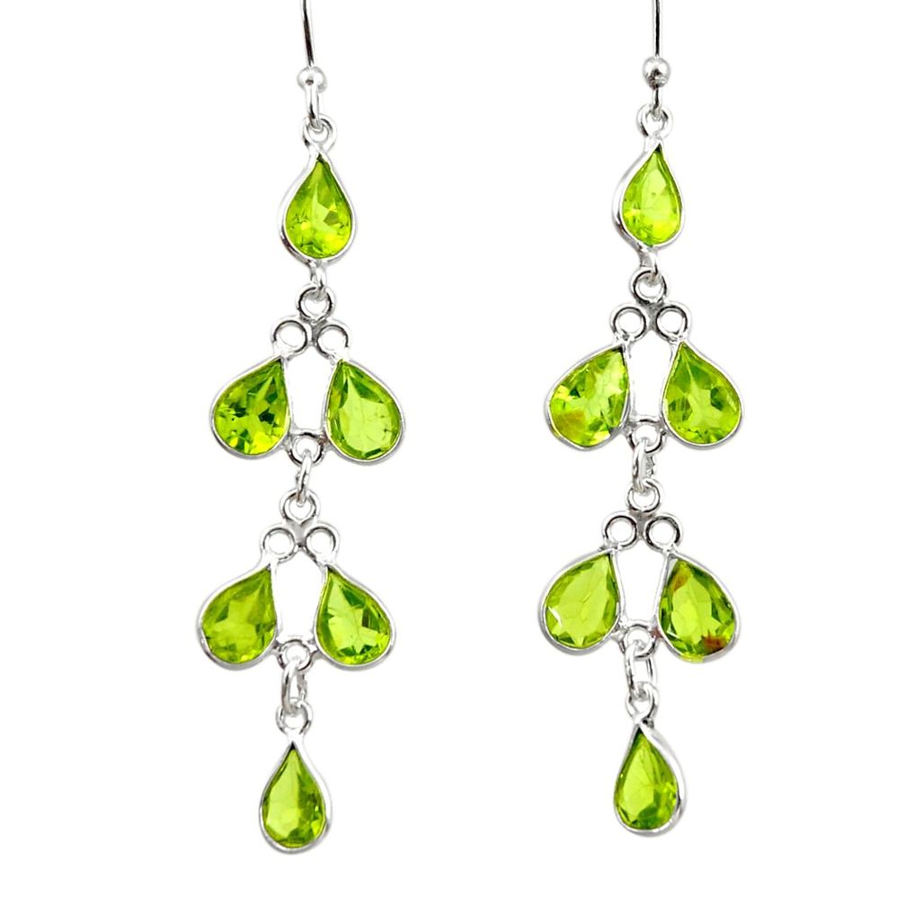 10.70cts natural green peridot 925 sterling silver dangle earrings r33127