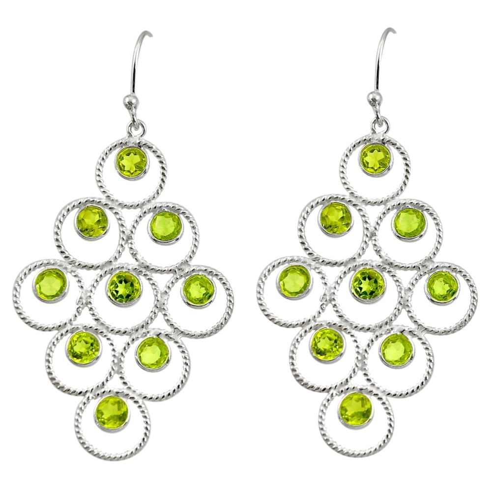10.24cts natural green peridot 925 sterling silver dangle earrings r33221