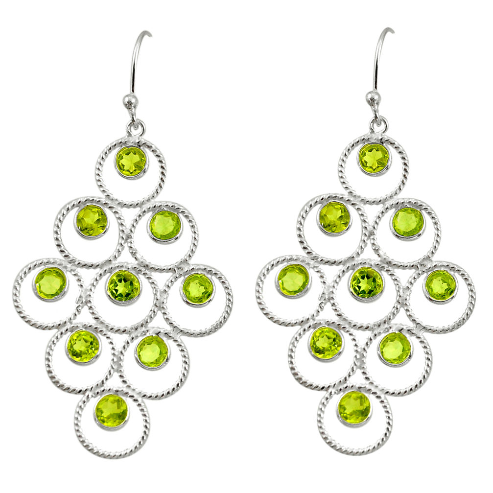 10.21cts natural green peridot 925 sterling silver dangle earrings r33222