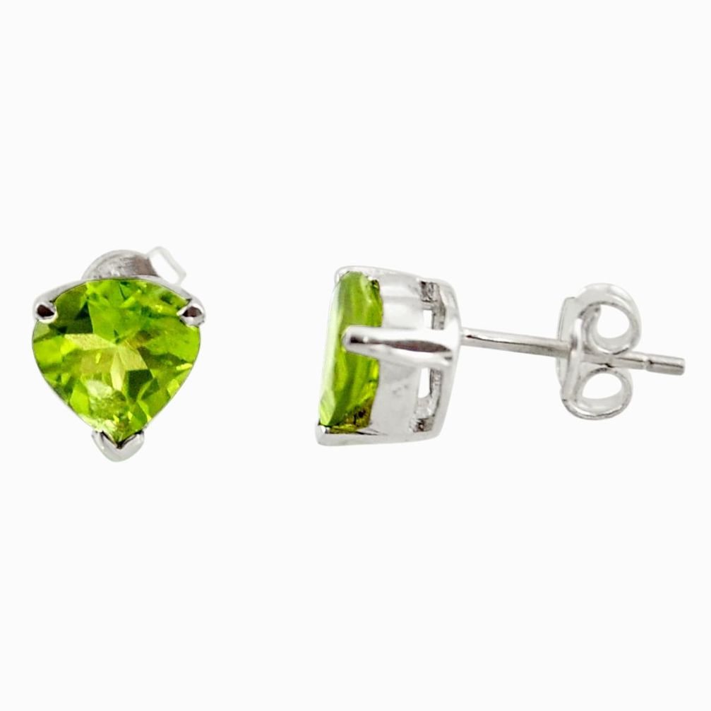 5.26cts natural green peridot 925 sterling silver stud earrings jewelry r43508