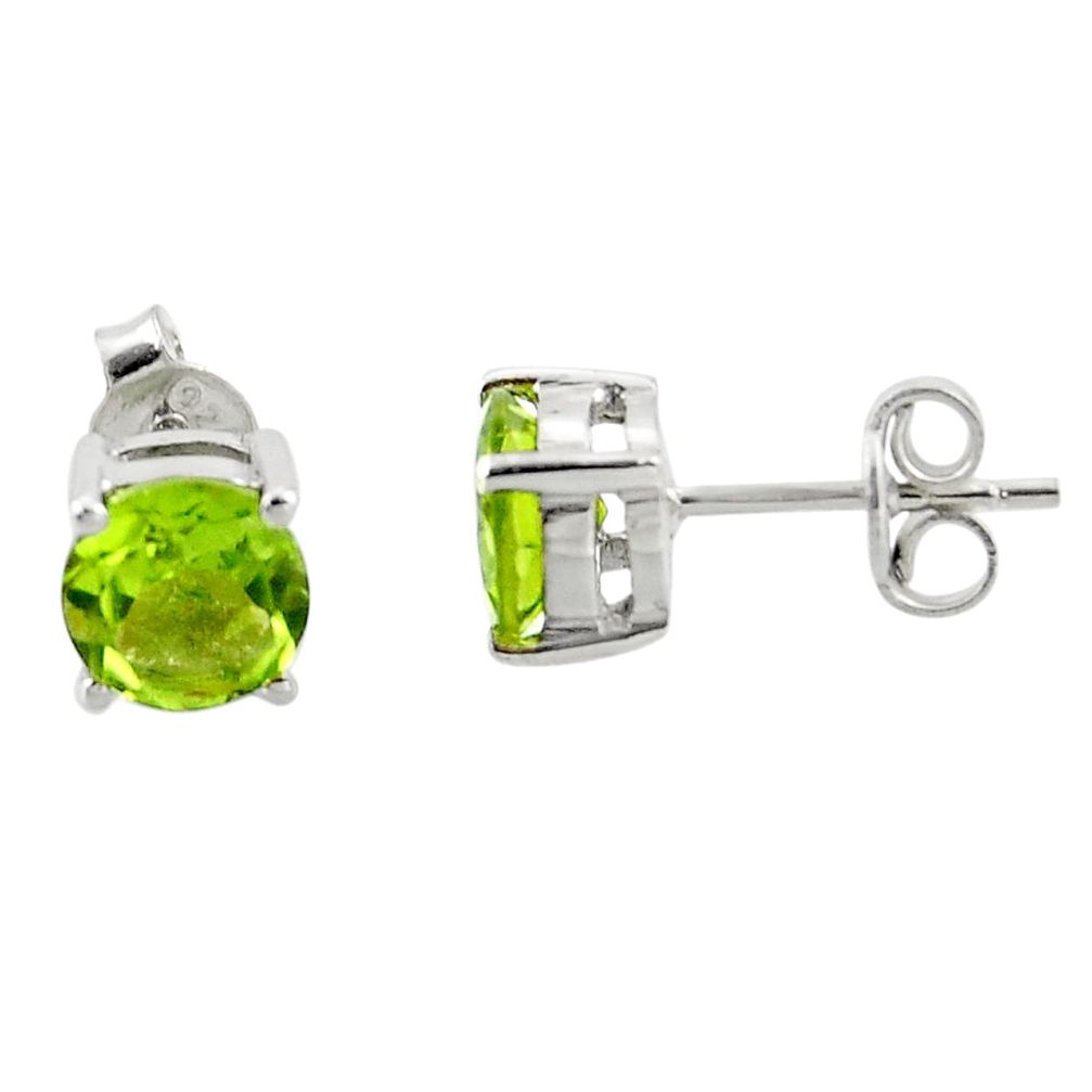 4.99cts natural green peridot 925 sterling silver stud earrings jewelry r43562