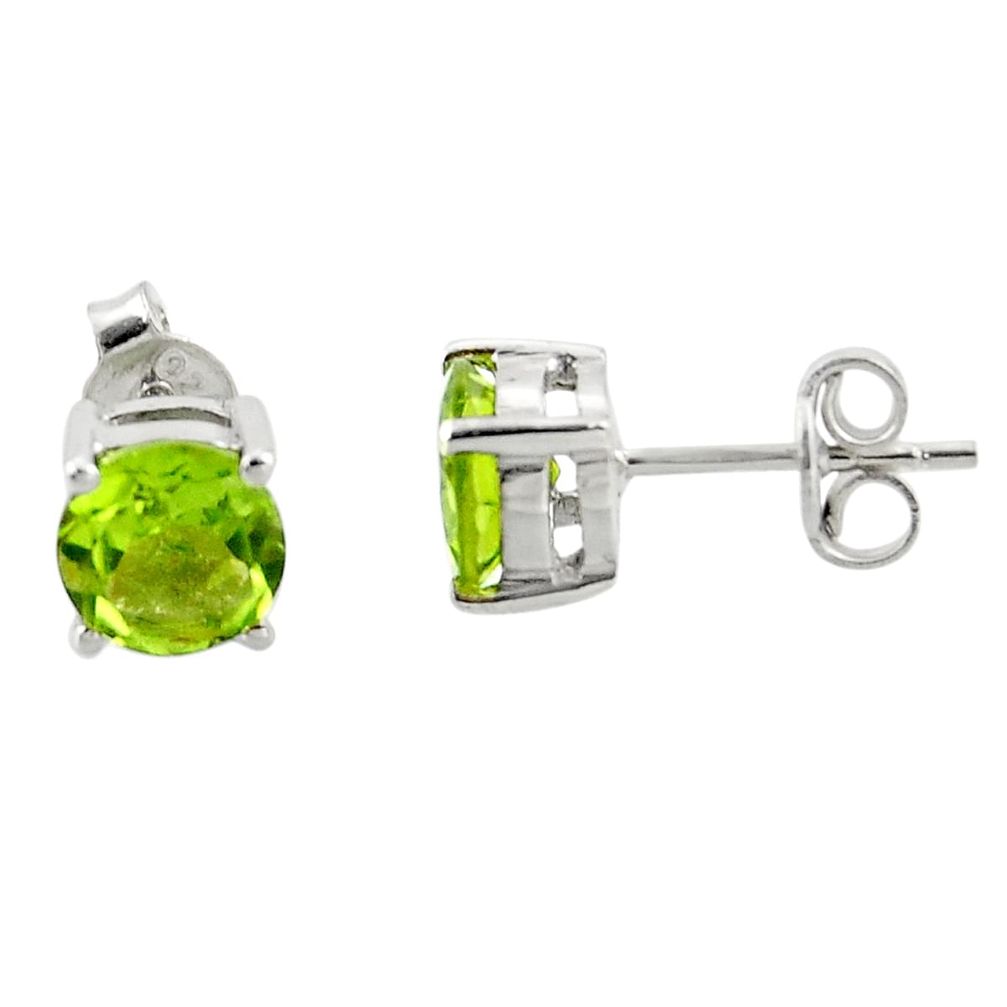 4.74cts natural green peridot 925 sterling silver stud earrings jewelry r43581