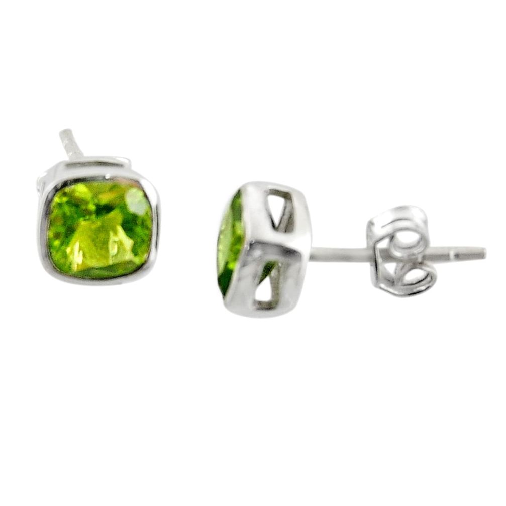 2.99cts natural green peridot 925 sterling silver stud earrings jewelry r45438