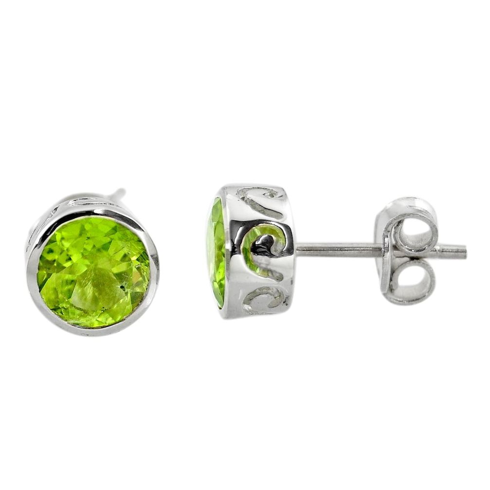 4.71cts natural green peridot 925 sterling silver stud earrings jewelry r45548