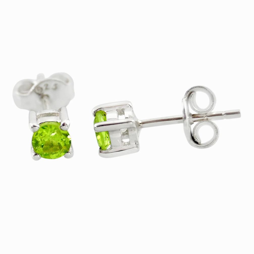1.11cts natural green peridot 925 sterling silver stud earrings jewelry r45622