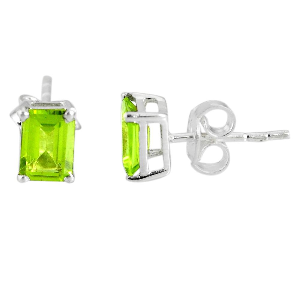 2.64cts natural green peridot 925 sterling silver stud earrings jewelry r77017