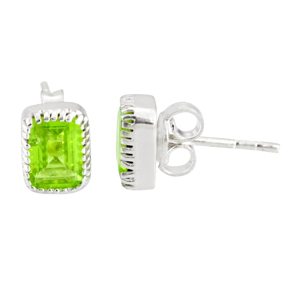 3.16cts natural green peridot 925 sterling silver stud earrings jewelry r77098