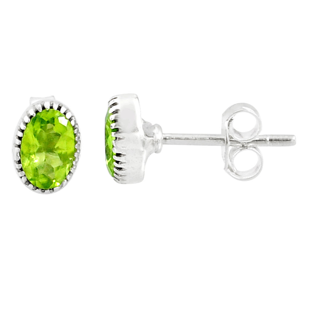 2.39cts natural green peridot 925 sterling silver stud earrings jewelry r87535