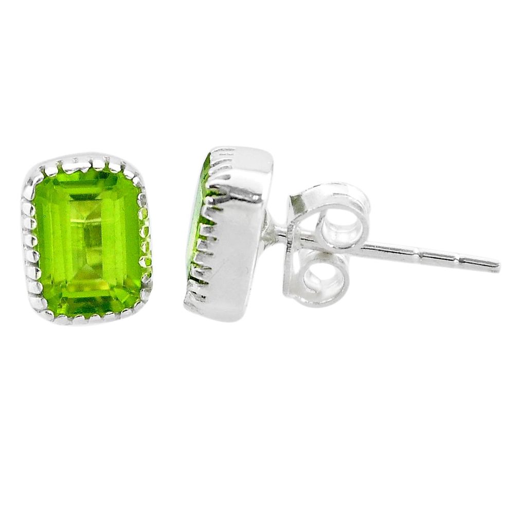 2.99cts natural green peridot 925 sterling silver stud earrings jewelry t22233