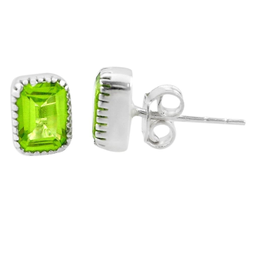 3.02cts natural green peridot 925 sterling silver stud earrings jewelry t22241