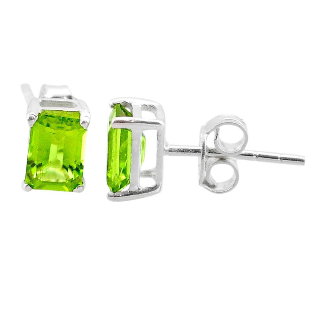 3.03cts natural green peridot 925 sterling silver stud earrings jewelry t30871