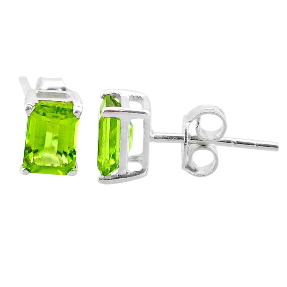 3.01cts natural green peridot 925 sterling silver stud earrings jewelry t30872