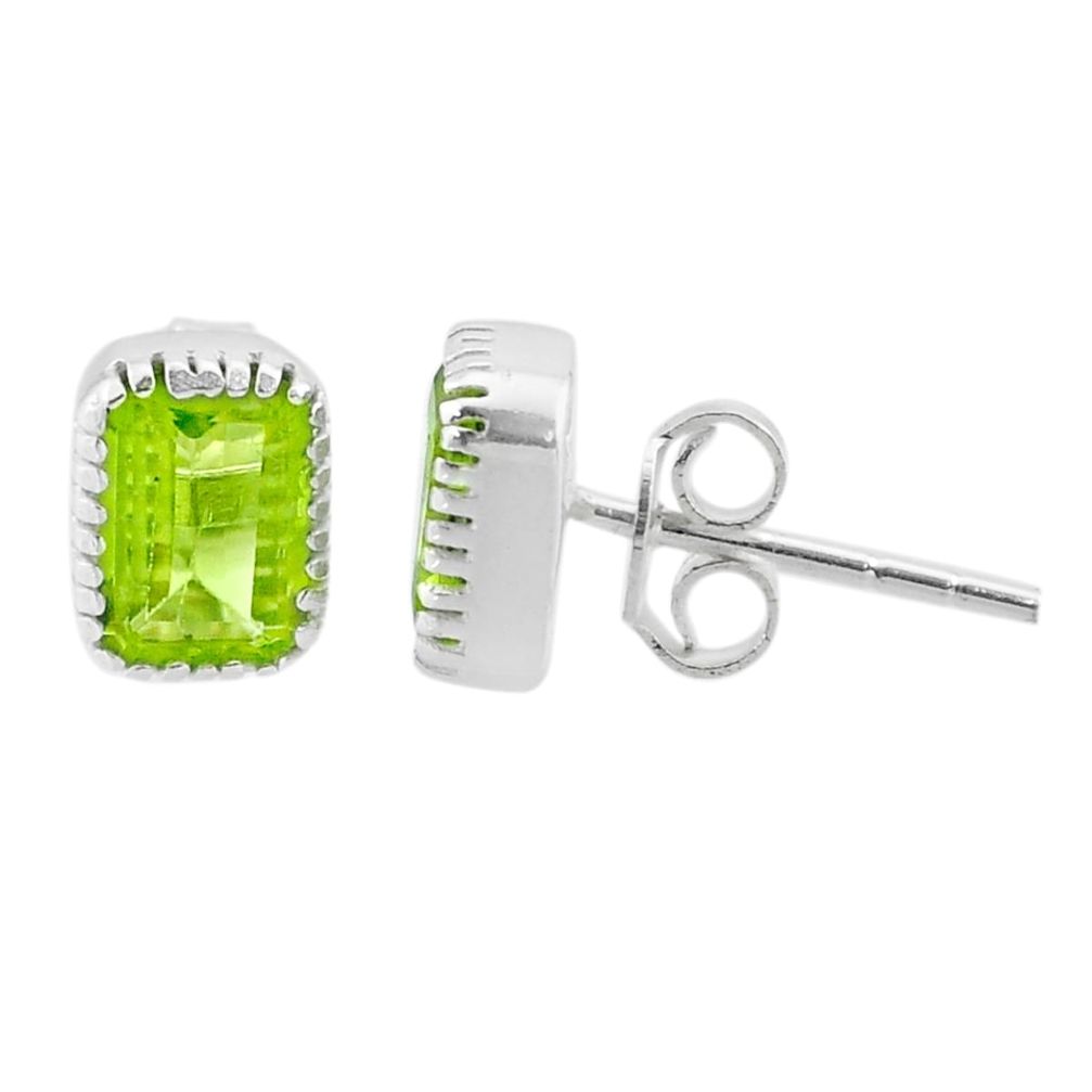 2.81cts natural green peridot 925 sterling silver stud earrings jewelry t30886