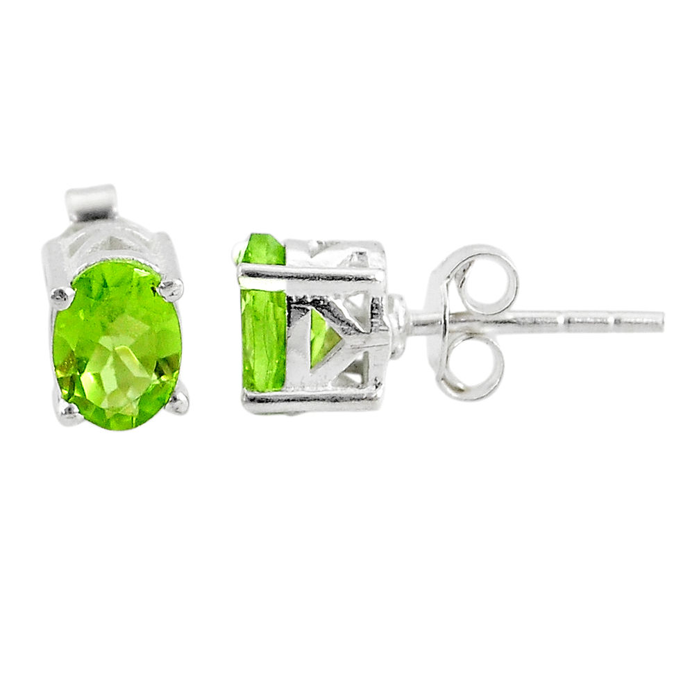 3.09cts natural green peridot 925 sterling silver stud earrings jewelry t4873
