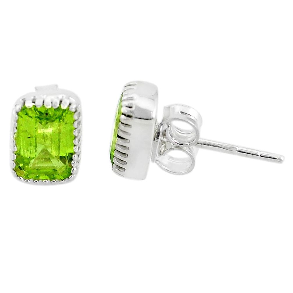 2.79cts natural green peridot 925 silver handmade stud earrings jewelry t7366