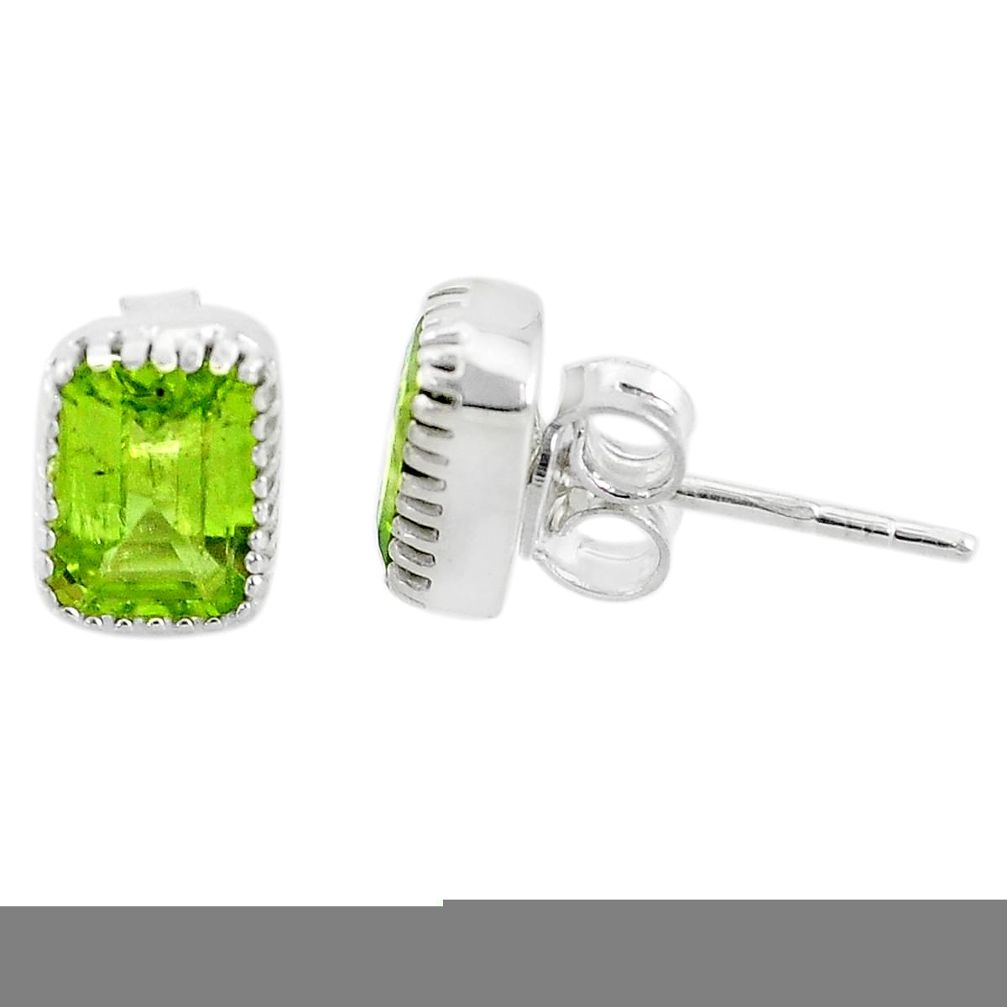 2.81cts natural green peridot 925 silver handmade stud earrings jewelry t7368
