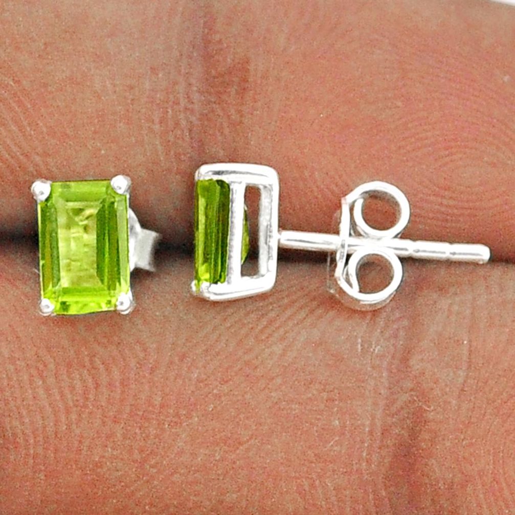 2.64cts natural green peridot 925 sterling silver stud earrings jewelry t85303