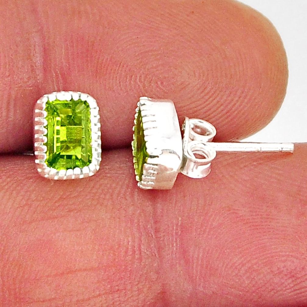 3.16cts natural green peridot 925 sterling silver stud earrings jewelry y73841