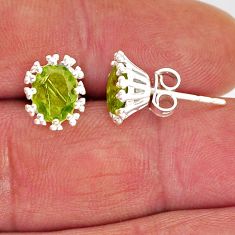 4.13cts natural green peridot 925 sterling silver stud earrings jewelry y73842