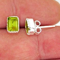 3.21cts natural green peridot 925 sterling silver stud earrings jewelry y73851