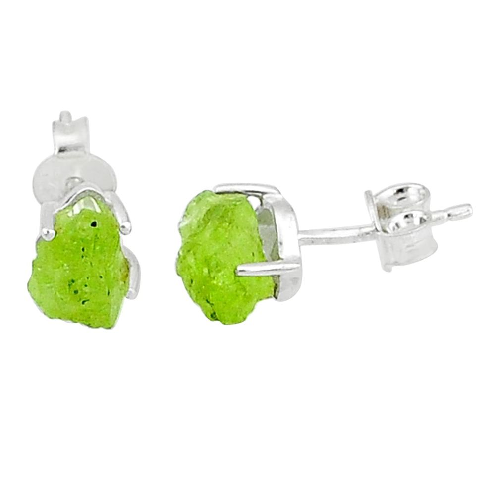 4.91cts natural green peridot rough 925 sterling silver earrings jewelry t7490
