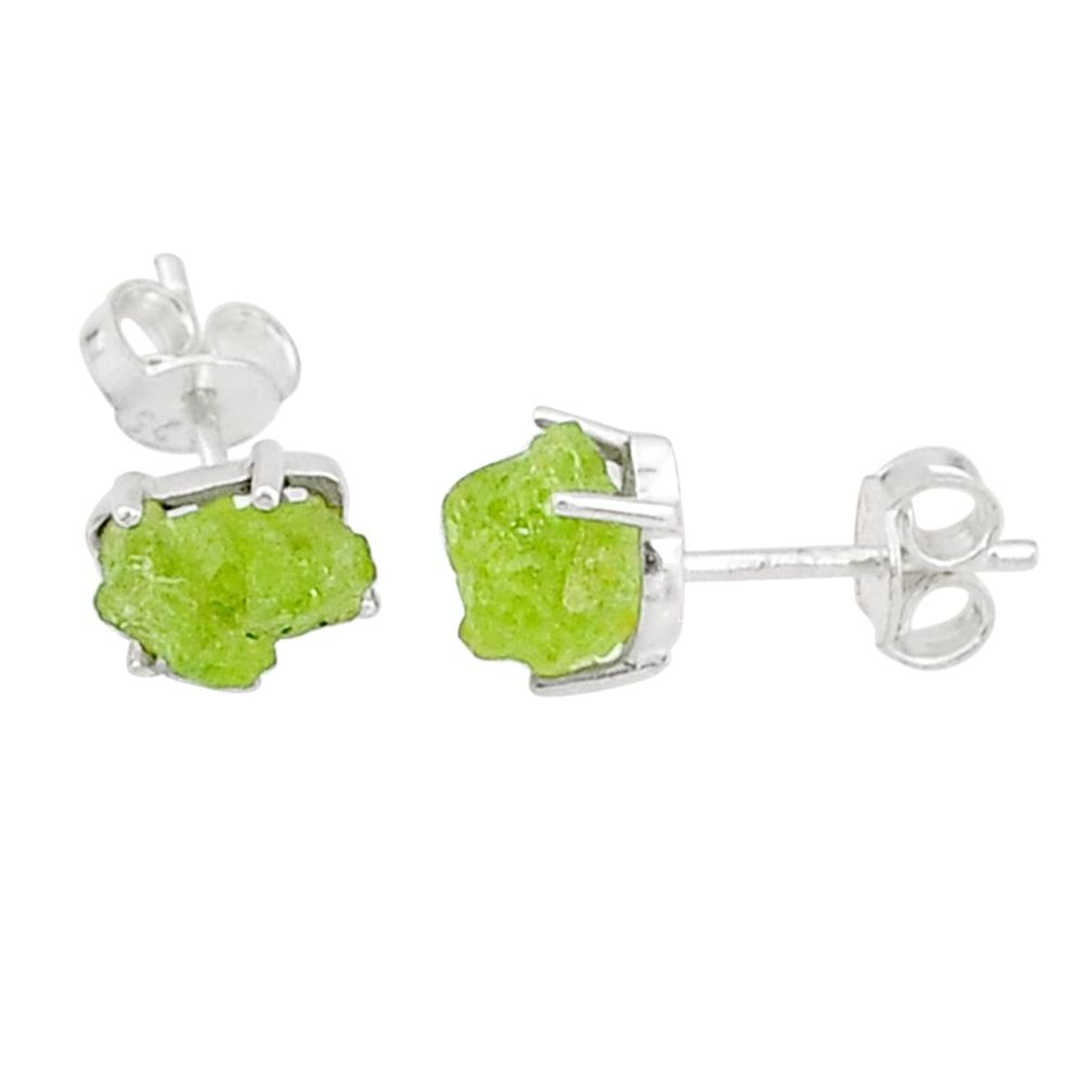 4.84cts natural green peridot rough 925 sterling silver earrings jewelry t7495