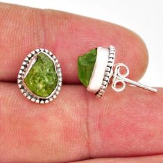 7.01cts natural green peridot rough 925 sterling silver stud earrings y50389