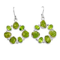 23.43cts natural green peridot rough peridot 925 silver dangle earrings n4554