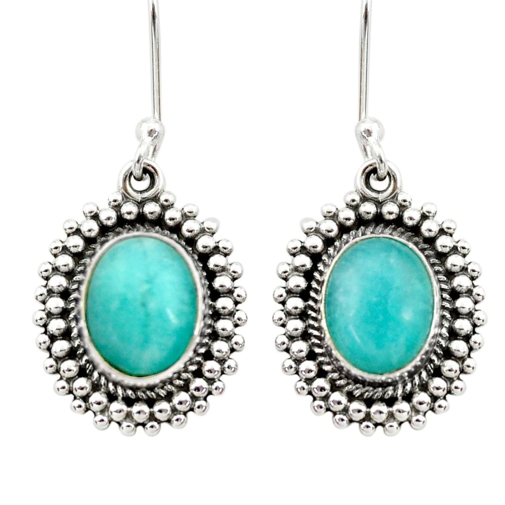 green peruvian amazonite 925 silver dangle earrings d40632