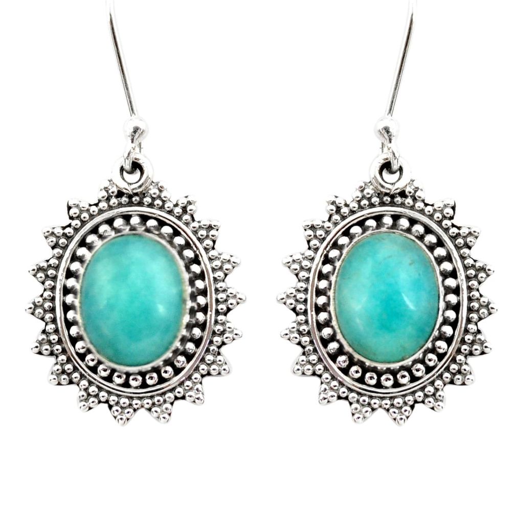 green peruvian amazonite 925 silver dangle earrings d40633