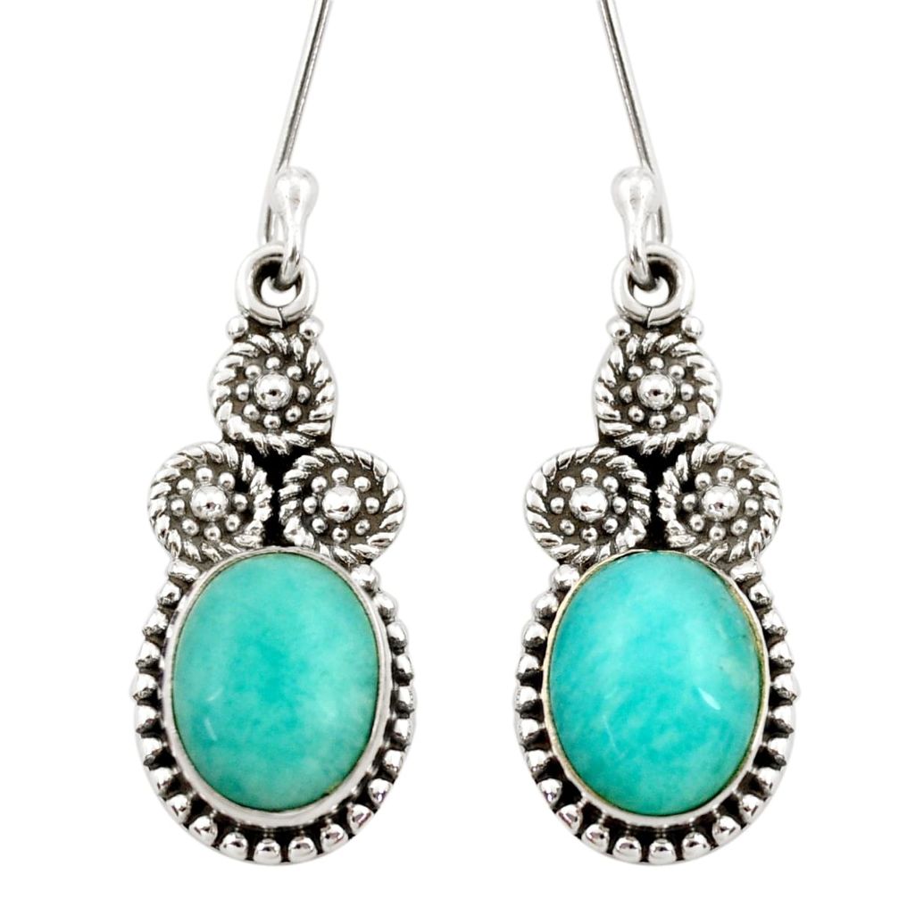 green peruvian amazonite 925 silver dangle earrings d40639