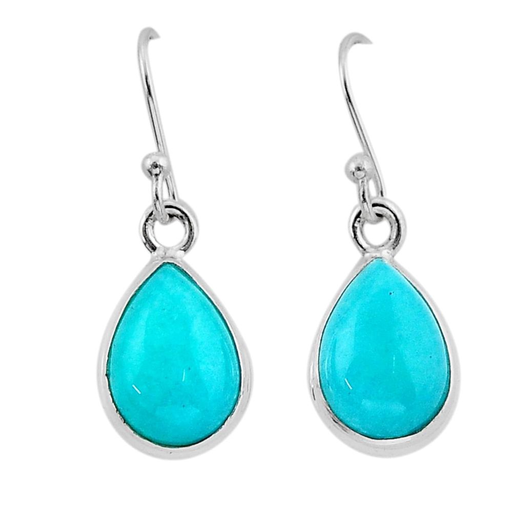 10.33cts natural green peruvian amazonite 925 silver dangle earrings y60433