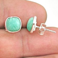 3.43cts natural green peruvian amazonite 925 silver stud earrings jewelry t70483