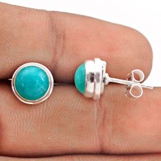 4.90cts natural green peruvian amazonite 925 silver stud earrings jewelry t75941