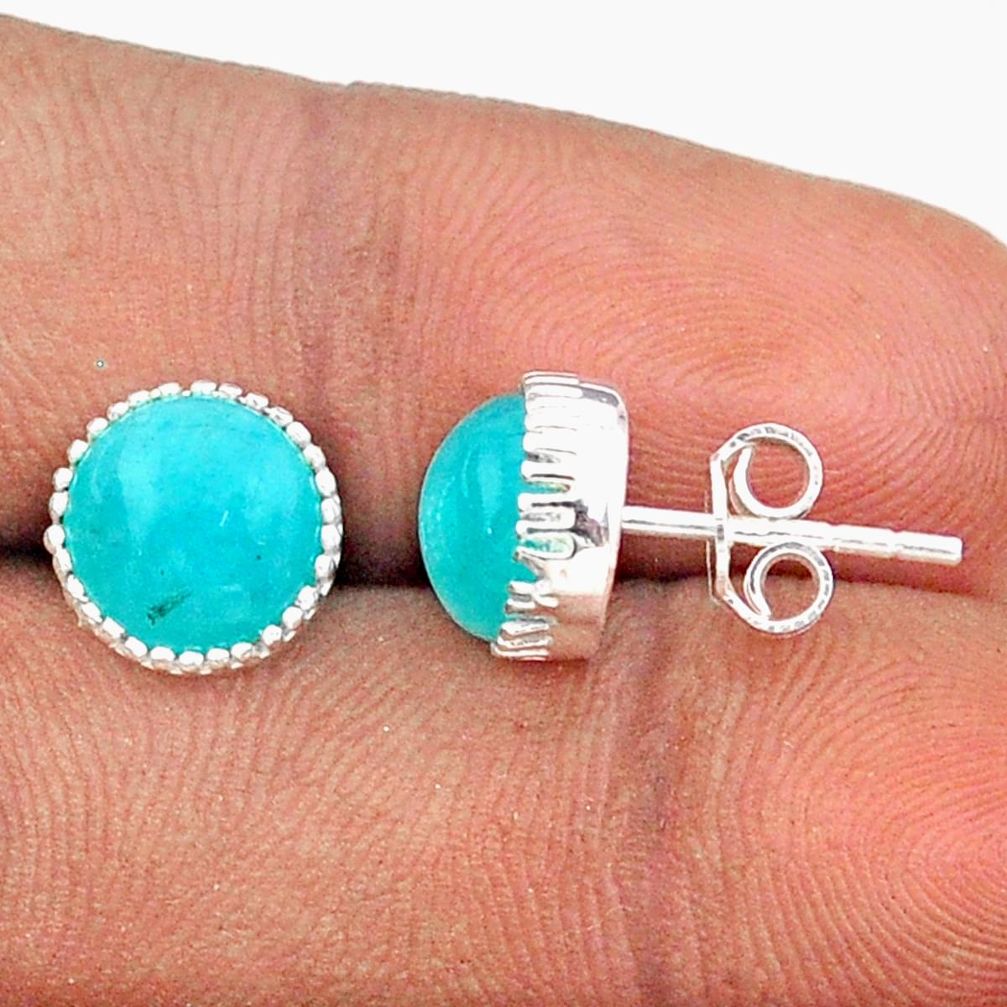 5.65cts natural green peruvian amazonite 925 silver stud earrings jewelry t92922