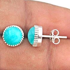 6.49cts natural green peruvian amazonite 925 silver stud earrings jewelry t92937