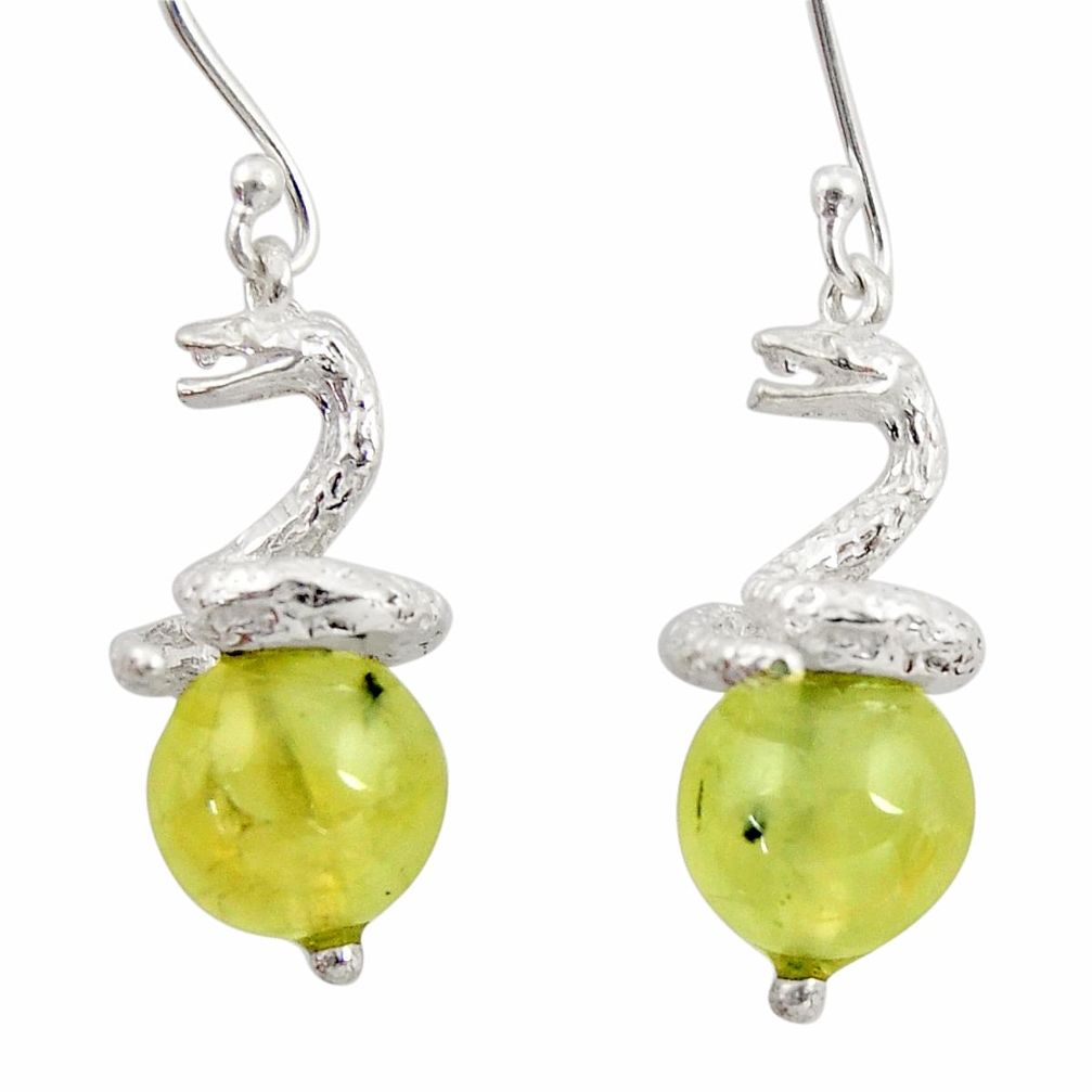  green prehnite 925 sterling silver snake earrings d45811