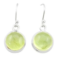 9.41cts natural green prehnite round 925 sterling silver earrings jewelry u43345