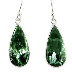 10.89cts natural green seraphinite (russian) 925 silver dangle earrings y77259