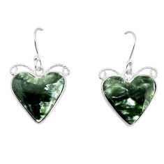 11.45cts natural green seraphinite (russian) heart silver dangle earrings y77248