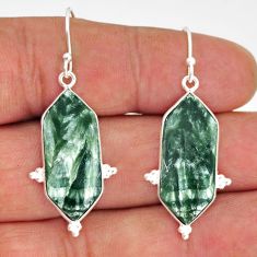 15.29cts natural green seraphinite (russian) hexagon 925 silver earrings y77228